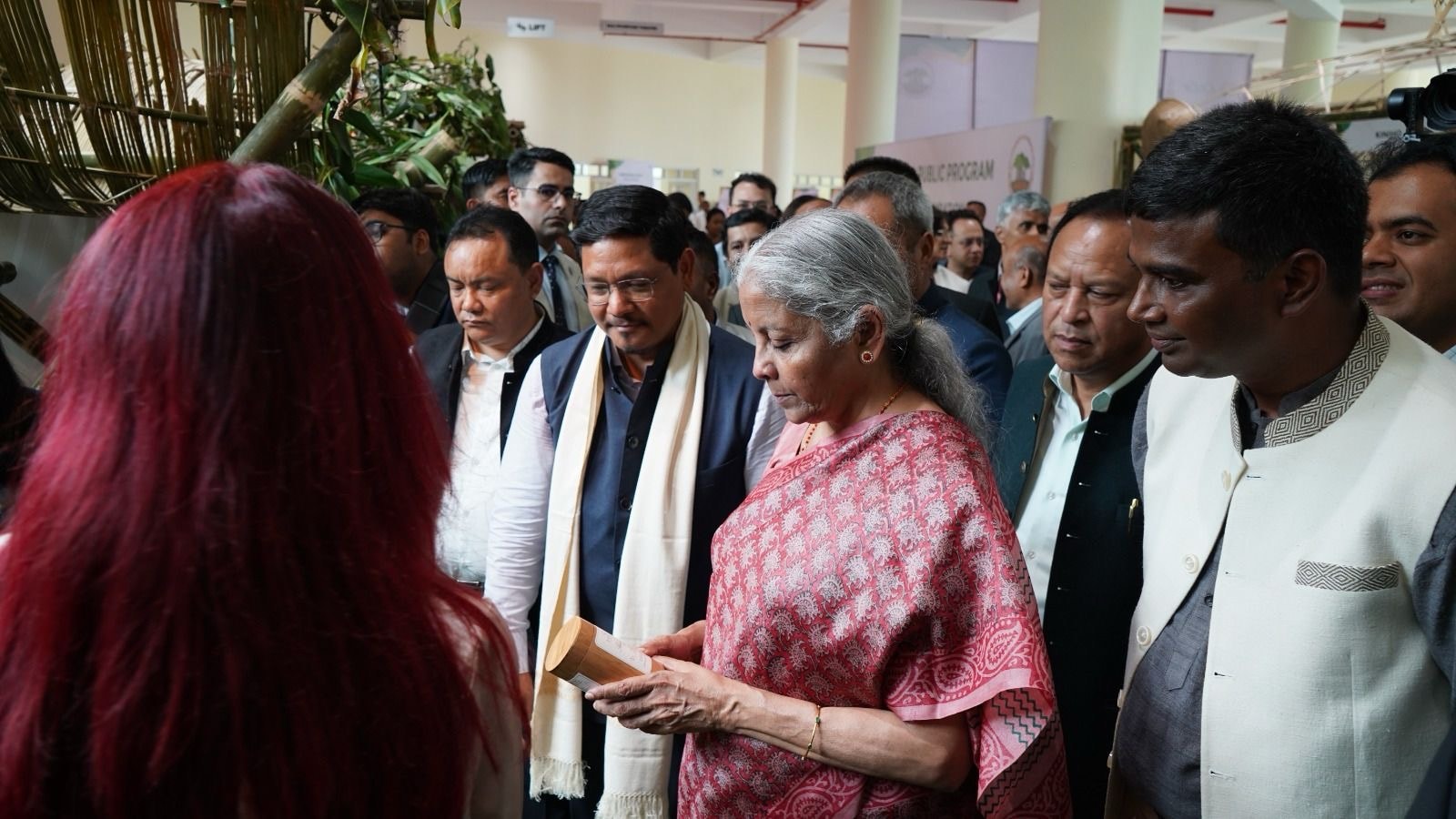 Union Finance Minister visiting a PRIME Rural exhibition